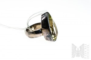 Ring with Natural Yellow Quartz, 925 Silver