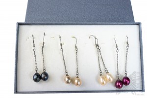 Set of 4 Pairs of Freshwater Pearl Earrings, 925 Silver