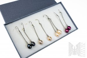 Set of 4 Pairs of Freshwater Pearl Earrings, 925 Silver