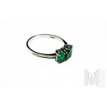 Prsten se 3 přírodními smaragdy Bahla o celkové hmotnosti 1,21 ct, stříbro 925, certifikát Gemporia
