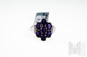 Ring with Natural 7 Zambian Amethysts with Total Weight of 3.01 ct, Silver 925, Comes with Gemporia Certificate
