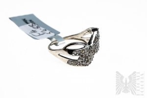Ring mit 39 Diamanten mit einem Gesamtgewicht von 0,62 ct, 925 Silber, zertifiziert von Gemporia