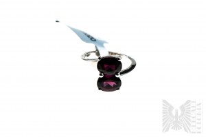 Ring with Natural 2 Tocantine Garnets with Total Weight of 3.15 ct, 925 Silver, Comes with RocksTv Certificate