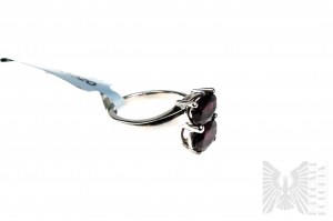 Ring with Natural 2 Tocantine Garnets with Total Weight of 3.15 ct, 925 Silver, Comes with RocksTv Certificate