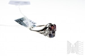 Prsten s přírodními 3 různobarevnými spinely o celkové hmotnosti 3,01 ct a 2 diamanty o celkové hmotnosti 0,02 ct, stříbro 925, certifikováno RocksTv