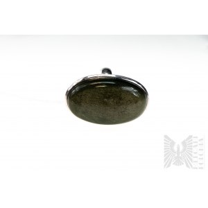 Ring with Natural Gold Obsidian with a Mass of 29.25 ct, 925 Silver, Comes with a RocksTv Certificate