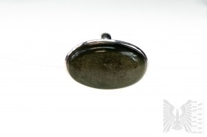 Ring with Natural Gold Obsidian with a Mass of 29.25 ct, 925 Silver, Comes with a RocksTv Certificate