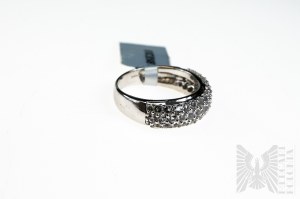 Ring with Natural 47 White Topazes with a Total Weight of 1.97 ct, 925 Silver, Comes with Gemporia Certificate