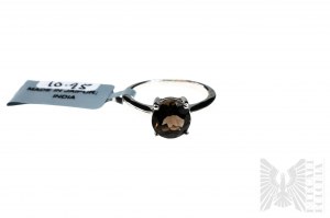 Anello con quarzo fumé naturale, peso 1,63 carati, argento 925, certificato da RocksTv