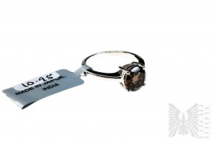 Ring with Natural Smoky Quartz with Mass of 1.63 ct, Silver 925, Has RocksTv Certificate