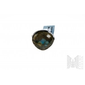 Anello con labradorite naturale di 12,92 carati, argento 925, certificato da RocksTv