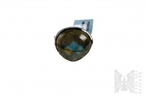 Ring with Natural Labradorite with Weight of 12.92 ct, Silver 925, Has RocksTv Certificate