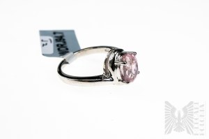 Ring with Natural Kunzite with Mass of 2.54 ct, Silver 925, Has GemsTv Certificate