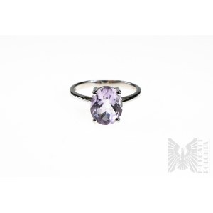 Ring with Natural Pink Amethyst with Mass of 3.26 ct, Silver 925, Has GemsTv Certificate