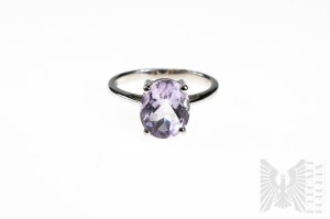 Ring with Natural Pink Amethyst with Mass of 3.26 ct, Silver 925, Has GemsTv Certificate