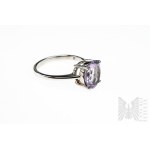 Ring with Natural Pink Amethyst with Mass of 3.26 ct, Silver 925, Has GemsTv Certificate