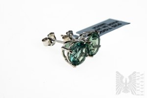 Earrings with Natural 2 Green Fluorites with Total Weight of 6.49 ct, Silver 925, Has Gemporia Certificate