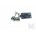 Earrings with Natural 2 Green Fluorites with Total Weight of 6.49 ct, Silver 925, Has Gemporia Certificate