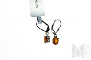 Earrings with Natural 2 Fire Opals with Total Weight of 1.14 ct, 925 Silver, Comes with Gemporia Certificate