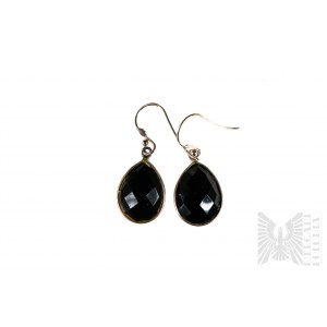 Earrings with Natural 2 Onyx with Total Weight 13.74 ct, Silver 925, Has RocksTV Certificate