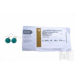 Earrings with Natural 2 Turquoises with Total Weight of 15.00 ct, Silver 925, Has Gemporia Certificate