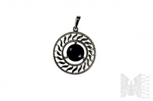 Pendant with Natural Black Spinel with Mass of 4.91 ct, Silver 925, Has Gemporia Certificate
