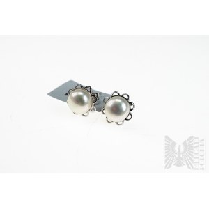 Earrings with 2 Freshwater Cultured Pearls, 925 Silver, Comes with Gemporia Certificate