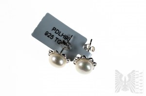 Boucles d'oreilles avec 2 perles de culture d'eau douce, argent 925, certifié par Gemporia