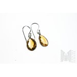 Earrings with Natural 2 Citrines with Total Weight of 8.40 ct, Silver 925, Has Gemporia Certificate