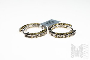 Ohrringe mit 30 Diamanten mit einem Gesamtgewicht von 0,15 ct, Bicolour 925 Silber, zertifiziert von Gemporia