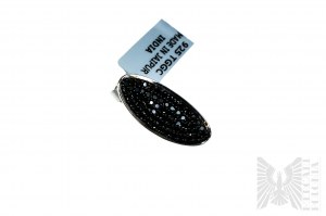 Pendant with Natural 66 Black Spinels with a Total Weight of 1.92 ct, 925 Silver, Certified by Gemporia
