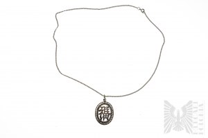 Asian Style Oval Necklace with Filigree, Armor Braid, 900 Silver
