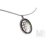 Asian Style Oval Necklace with Filigree, Armor Braid, 900 Silver