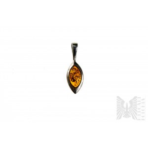 Pendant with Natural Amber, 925 Silver