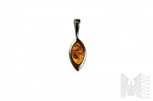 Pendant with Natural Amber, 925 Silver