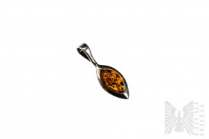 Pendant with Natural Amber, 925 Silver