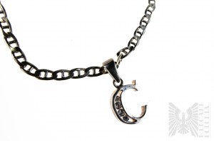 Charms Bracelet in the Form of the Letter C with White Zircons, Gucci Braid, 925 Silver