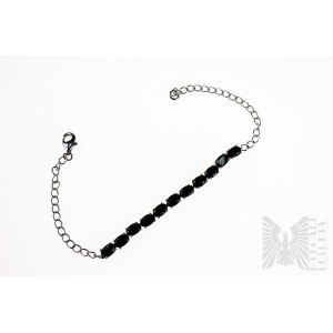 Bracelet with Natural 11 Black Spinels with Total Weight of 4.19ct, 925 Silver, Comes with GemsTV Certificate