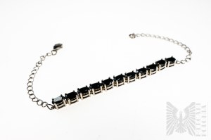 Bracelet with Natural 11 Black Spinels with Total Weight of 4.19ct, 925 Silver, Comes with GemsTV Certificate