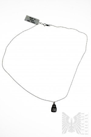 Collier avec pendentif avec 4 diamants noirs d'un poids total de 0,02 ct et 4 diamants blancs d'un poids total de 0,01 ct, argent 925, certifié par Gemporia