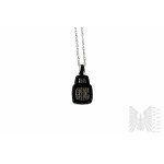 Necklace with Pendant with 4 Black Diamonds with a Total Weight of 0.02 ct and 4 White Diamonds with a Total Weight of 0.01 ct, 925 Silver, Certified by Gemporia