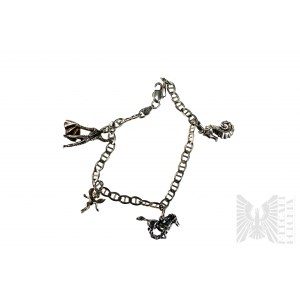 Bracelet with Four Charms, Gucci Braid, 925 Silver