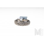 Prsten s 47 přírodními bílými topasy o celkové hmotnosti 1,97 ct, stříbro 925, certifikováno společností Gemporia