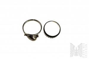 Set of Two Rings, One with Greek Designs, the Other with Shell, Product Weight 5.30 grams, 925 Silver