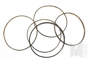 Set di cinque bracciali di Warmet, disegni floreali, peso del prodotto 37,50 grammi, argento 925