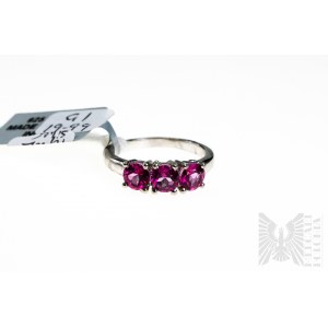 Ring with Natural 3 Mystic Pink Topazes with Total Weight of 1.72 ct, Silver 925, Has Gemporia Certificate