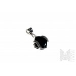 Pendentif et bague avec 2 spinelles noirs naturels d'un poids total de 15,16 ct et 28 topazes blanches d'un poids total de 0,16 ct, argent 925, certifié par Gemporia