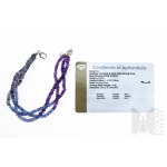 Bracelet with Natural Amethysts, Tanzanites and Iolites, 925 Silver, Has GemsTV Certificate.