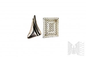 Set of Two Brooches - Including One Imago Artis, Modernist and Filigree Design, 925 Silver.