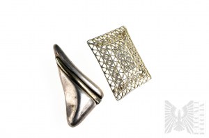 Set of Two Brooches - Including One Imago Artis, Modernist and Filigree Design, 925 Silver.